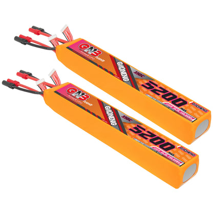 Two GAONENG GNB 5200mAh 12S 110C LiPo battery packs with XT150 connectors, pair display