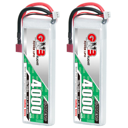 Dual pack display of GAONENG GNB 2S 7.4V 4000mAh 70C LiPo Battery front view