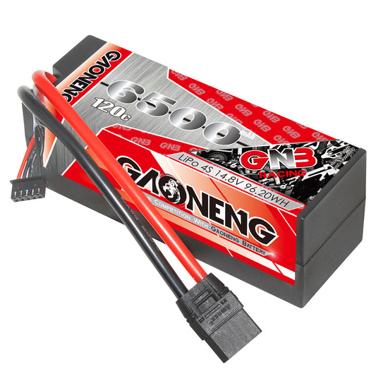 GAONENG GNB 4S 14.8V 6500mAh 120C hard case LiPo battery with XT90 plug and balance lead