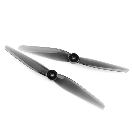 HQProp 8x5 light grey polycarbonate 2-blade propellers set, two props shown with 5mm hub