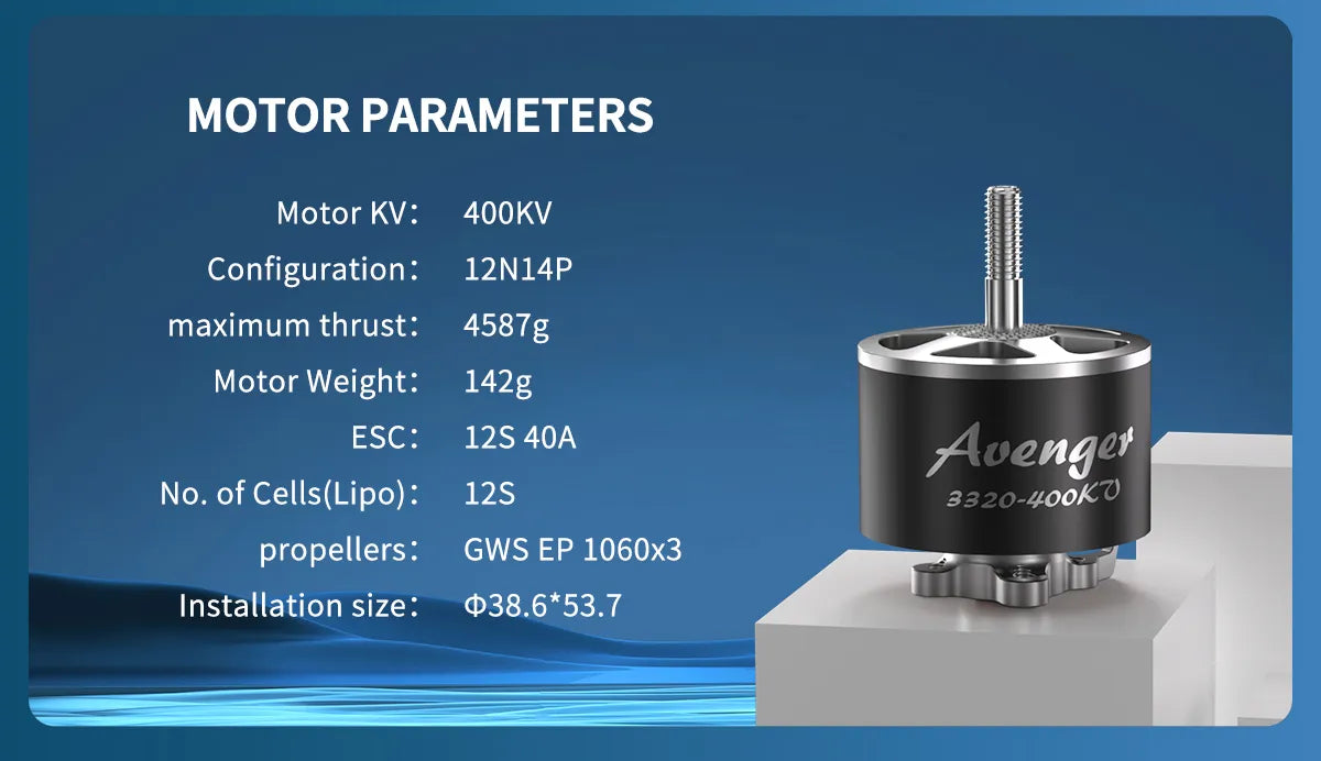 MOTOR PARAMETERS Motor KV: 400KV Configuration: 12N14