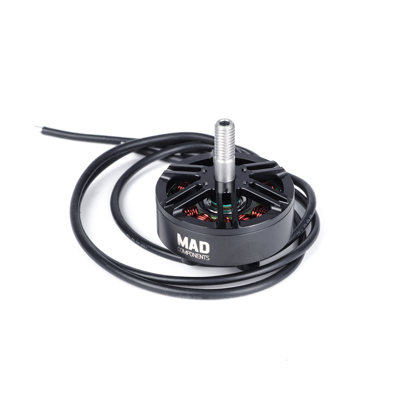 MAD BSC2807.5 V1.0 FPV drone motor with black housing, top-mount shaft, and long wire leads