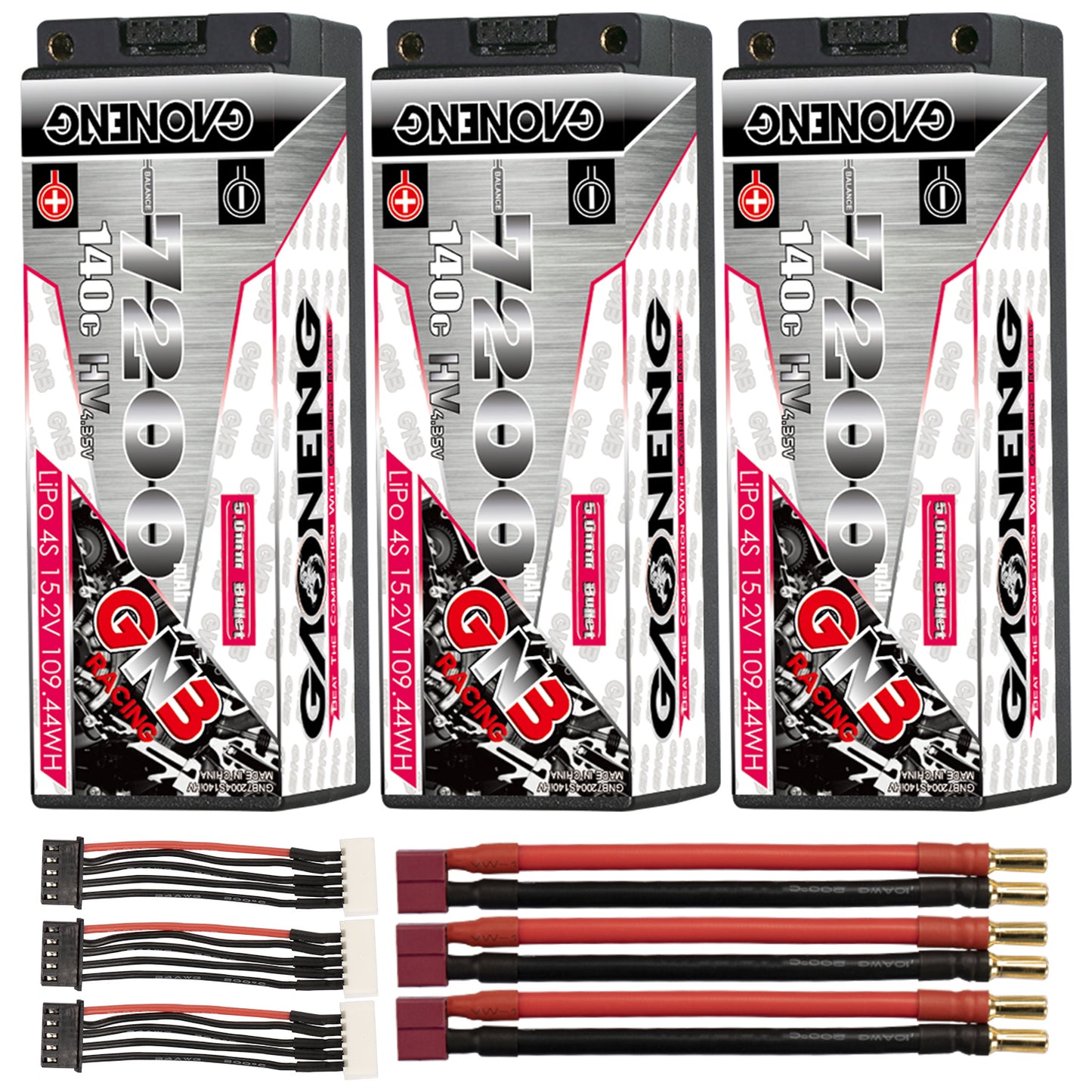 GAONENG GNB LiHV 4S 15.2V 7200mAh 140C 5mm Bullet Hard Case LiPo Battery (ROAR Approved)