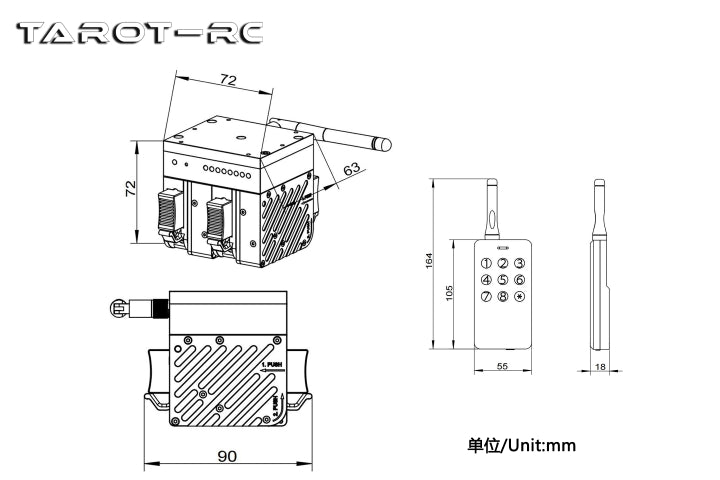 Tarot TL6103 - 80 kg stor nyttolast fyrstegs kastare Quick Release Airdrop System Drop System för drönare