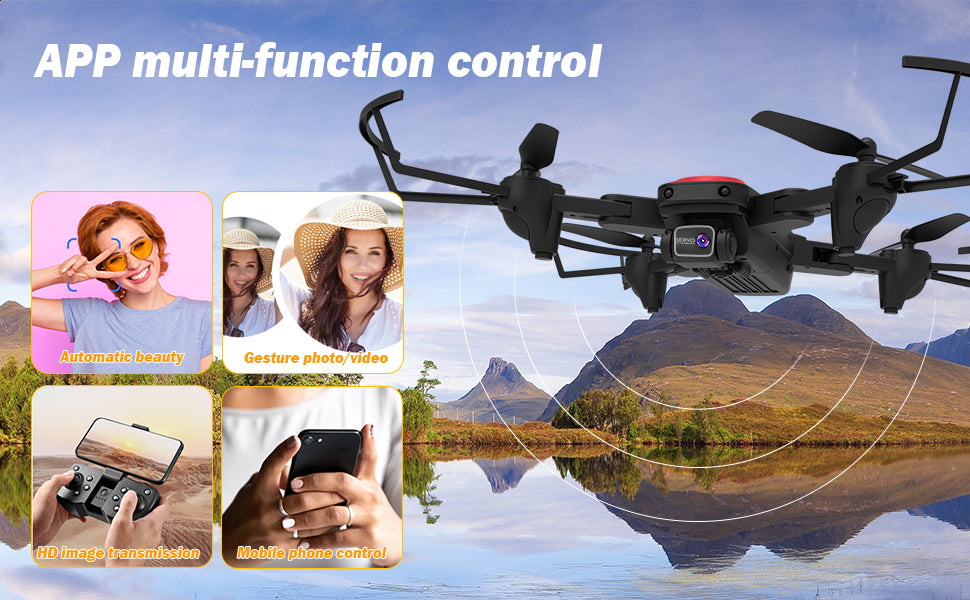 TizzyToy Drone, app multi-function control automatic beauty gesture photo/video hd