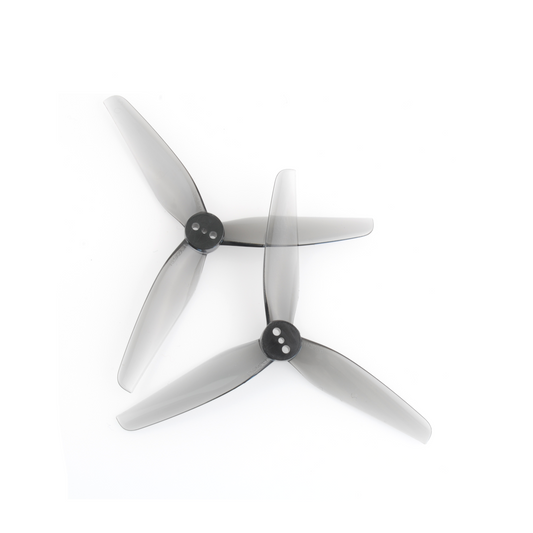 HQProp T3.5X2X3 grey 3.5in tri-blade FPV drone propellers, two-piece close-up on white