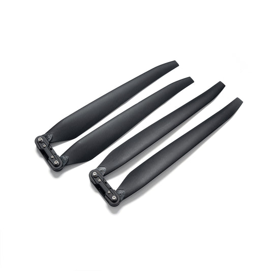 MAD TIPUP 56x20in Polymer Folding Propeller, Pair of black MAD TIPUP polymer folding propeller blades with hinge hubs for tip-up mounting