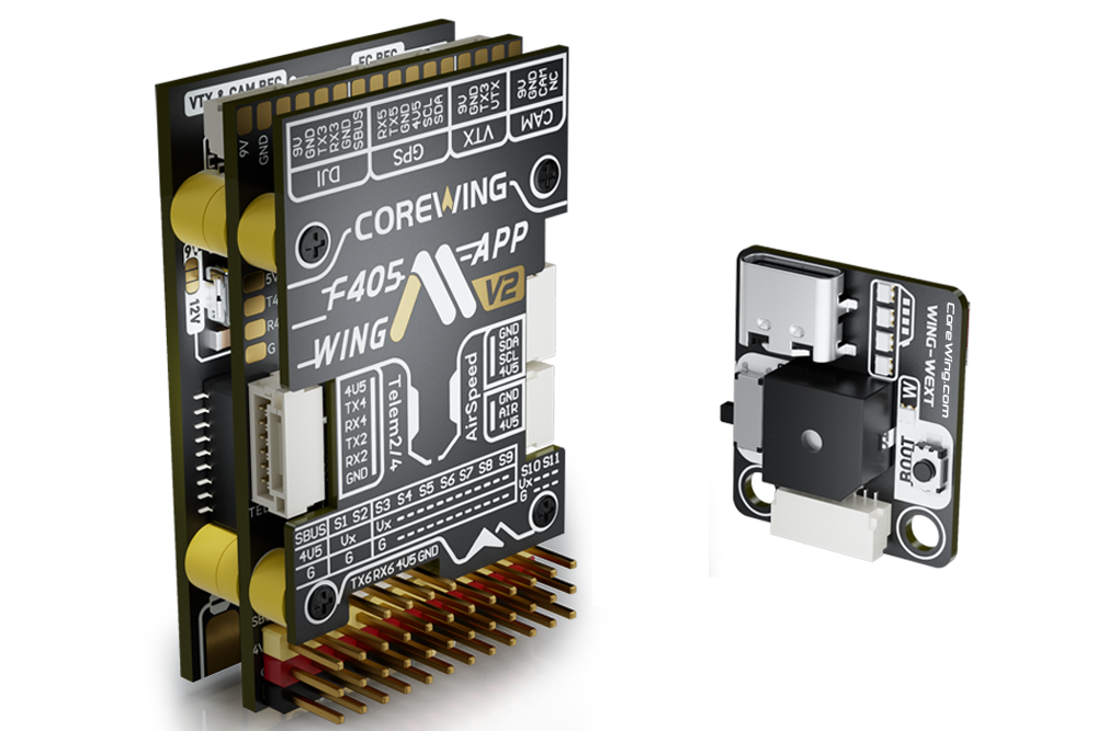 CoreWing F405 Wing V2 Flight Controller with separate USB expansion board