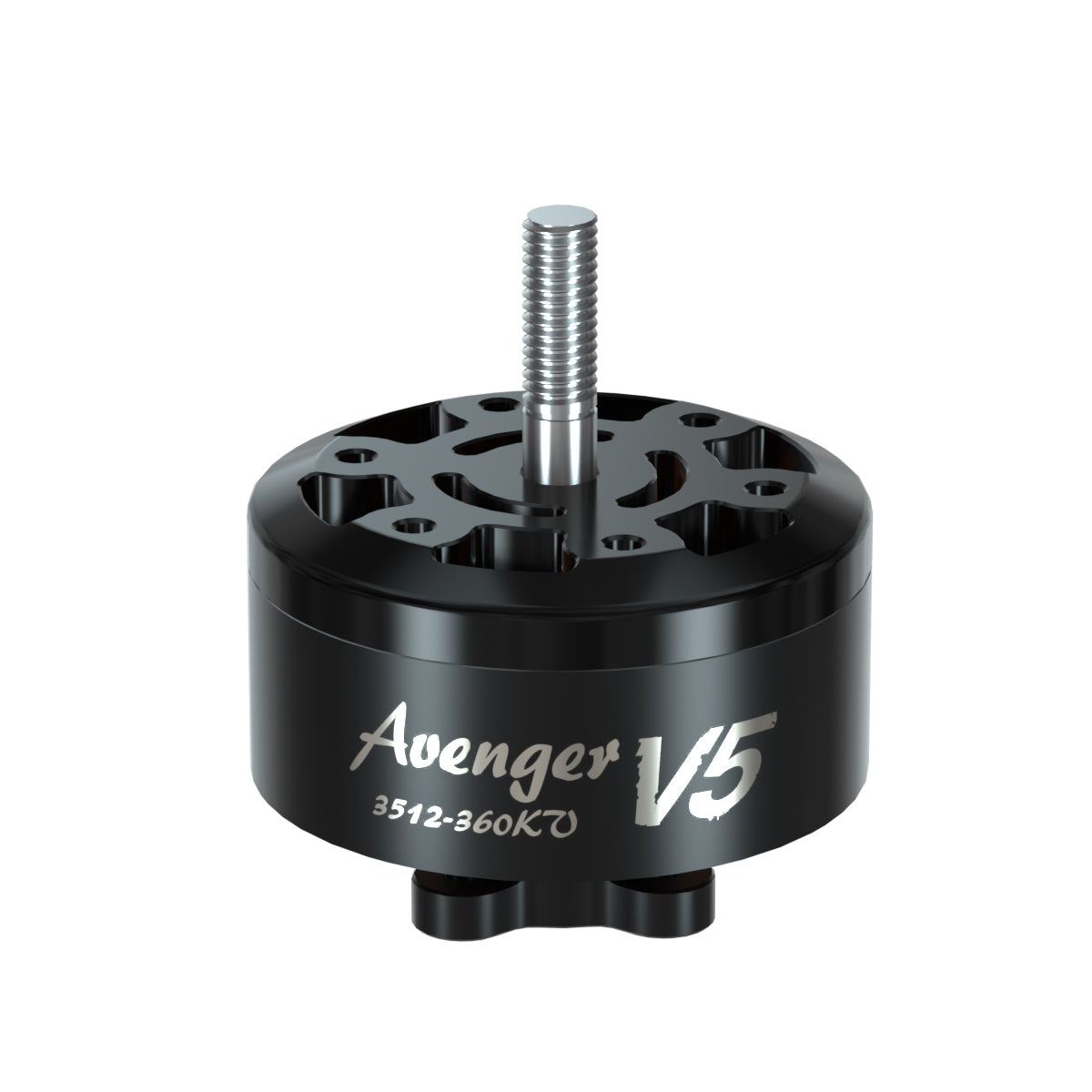 BrotherHobby Avenger 3512 V5 CW Brushless Motor, BrotherHobby Avenger V5 3512-360KV brushless motor with threaded shaft and black CNC housing