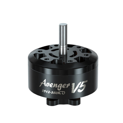 BrotherHobby Avenger 3512 V5 CW Brushless Motor, BrotherHobby Avenger V5 3512-360KV brushless motor with threaded shaft and black CNC housing
