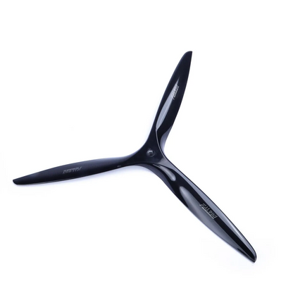 MAD 17x8 carbon fiber 3-blade propeller in black finish with central hub mounting holes