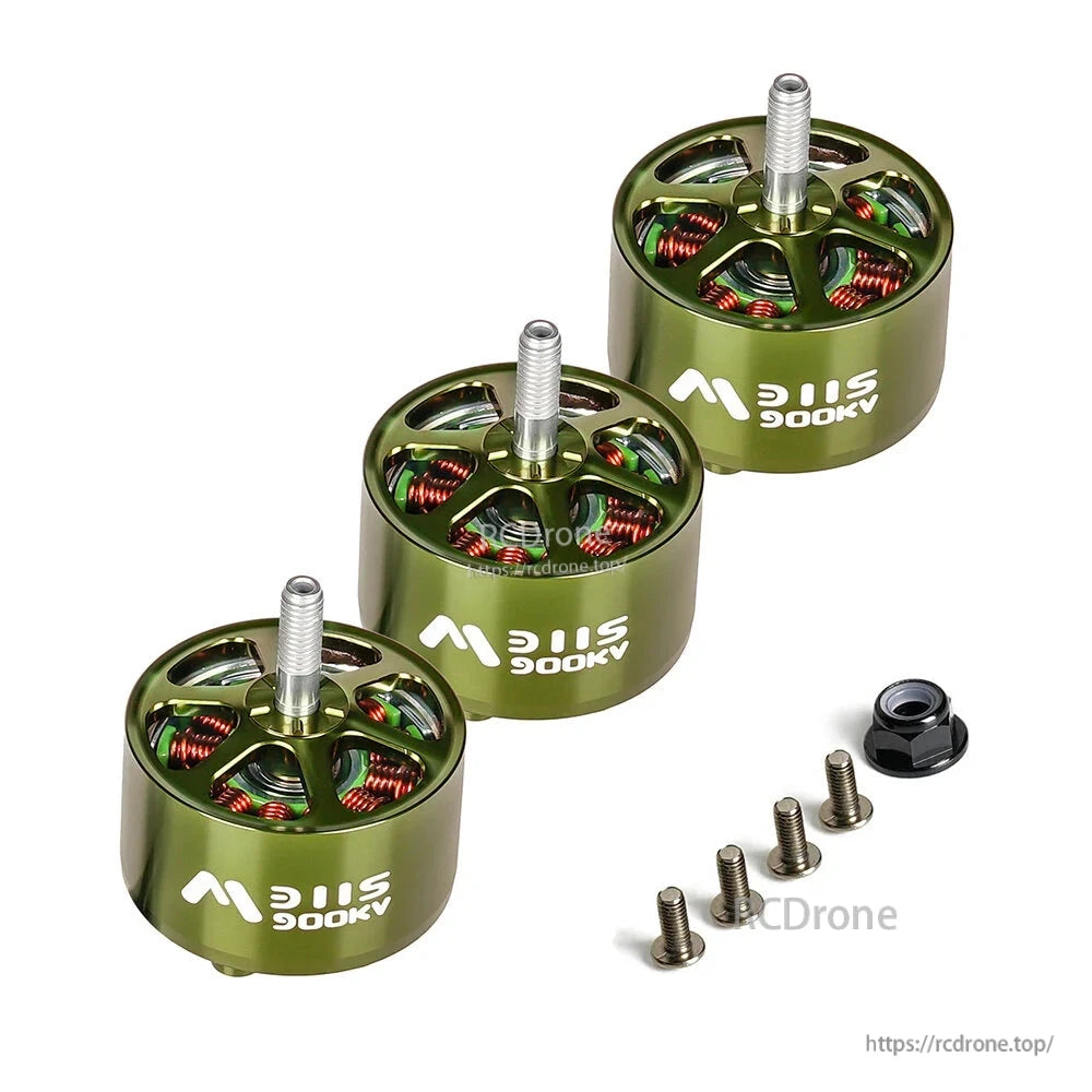 Flashhobby Mars M3115 900KV 3–6S Brushless Motor, Motor specifications: phase-to-phase resistance, no-load current, max input power, and dimensions for a wire with a motor.