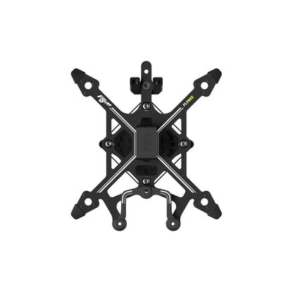 FLYWOO Flybee 16/20 FPV Frame, Top view of FLYWOO Flybee 16/20 FPV quad frame with X-style arms, motor mount holes, and 750 battery strap