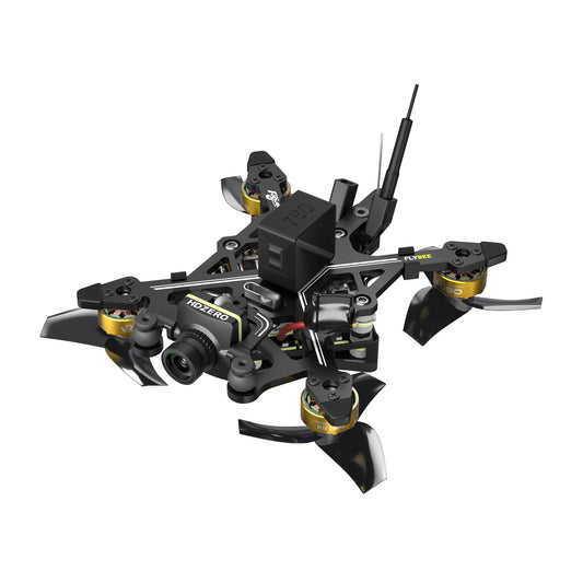 Flybee 16 HDZero 2S Ultralight FPV, Flybee 16 HDZero ultralight 2S FPV quadcopter with HDZERO camera, four motors, and rear antenna