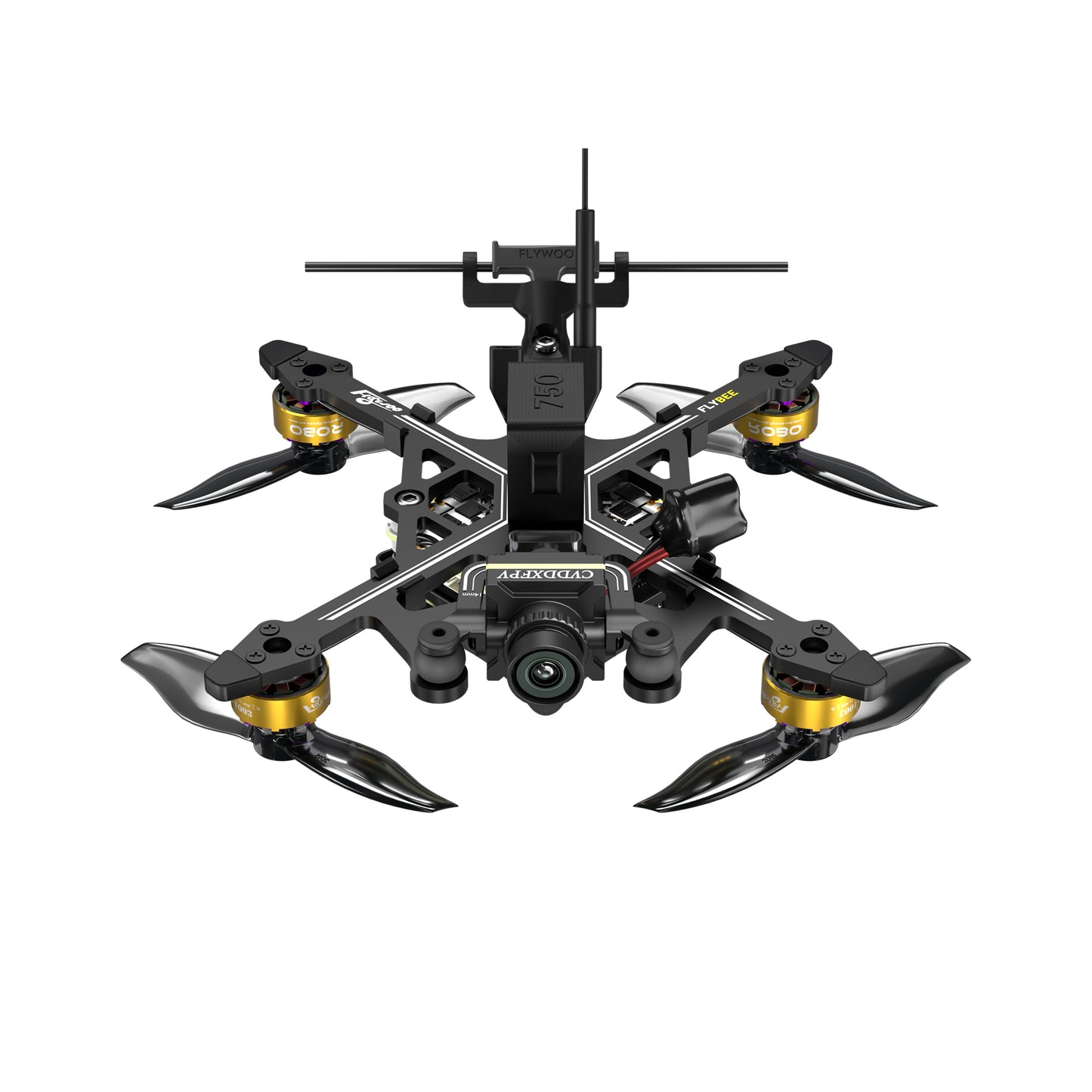 Flywoo Flybee 20 HD Walksnail 2S Ultralight FPV, Flywoo Flybee 20 ultralight FPV quadcopter with front camera, tri-blade props, and rear antenna mount