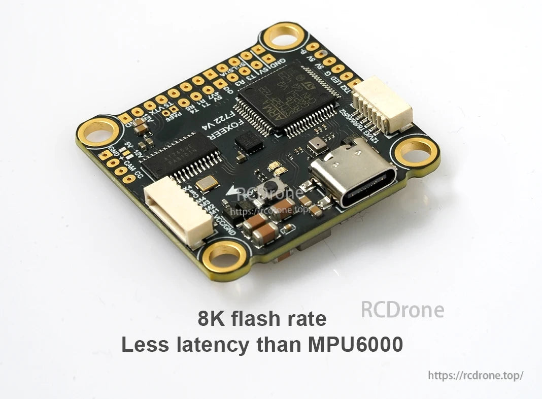 Foxeer F722 V4 flight controller, 8K flash rate, low latency