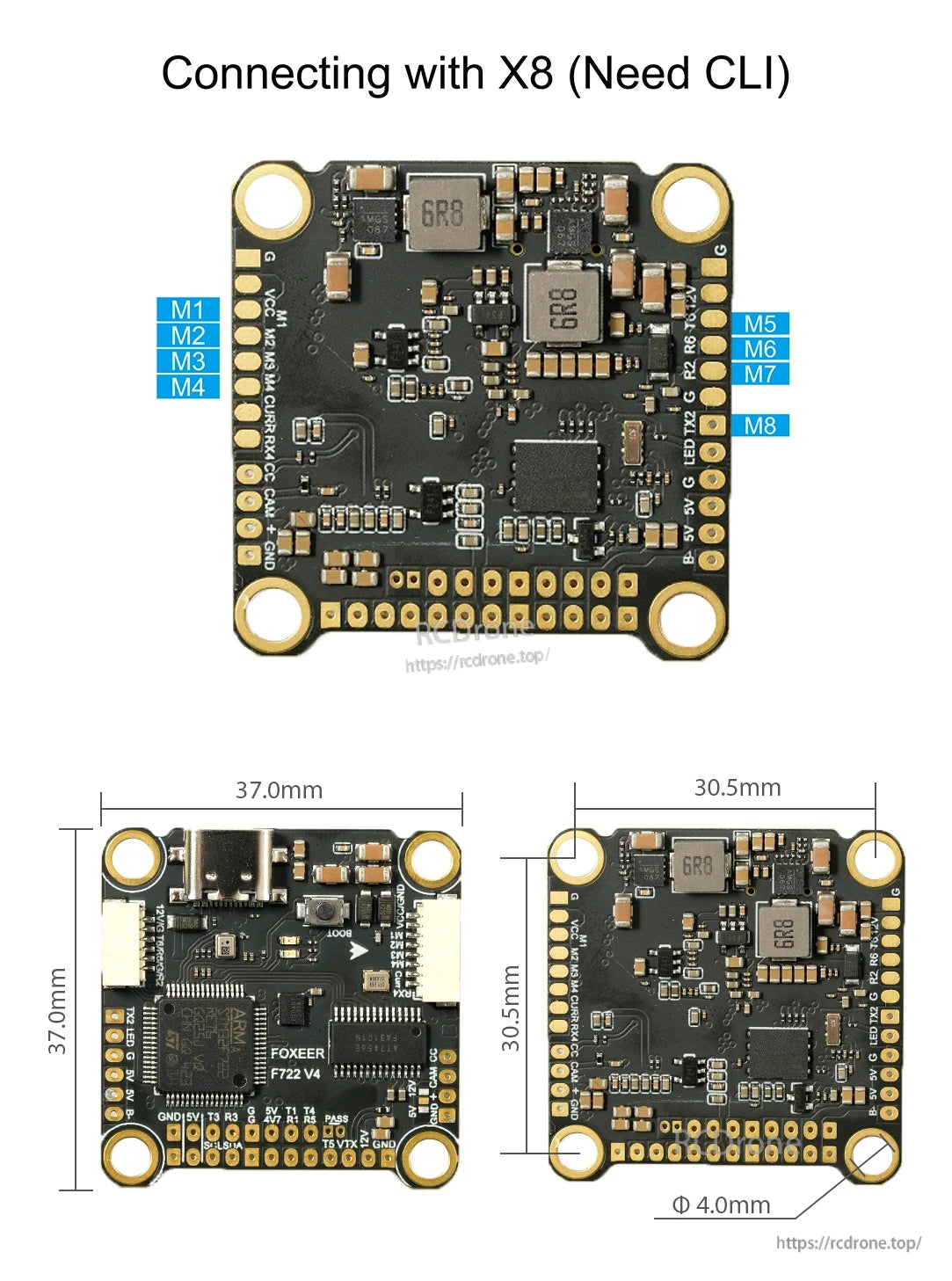 The Foxeer F722 V4 flight controller offers compact sizes, X8 connectivity, integrated components, and optimized layout for drones.