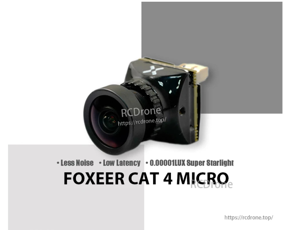 Foxeer Micro Cat 4 1200TVL Starlight FPV Camera, The Foxeer Cat 4 Micro camera provides low noise, minimal latency, and excellent night vision with 0.00001LUX super starlight.