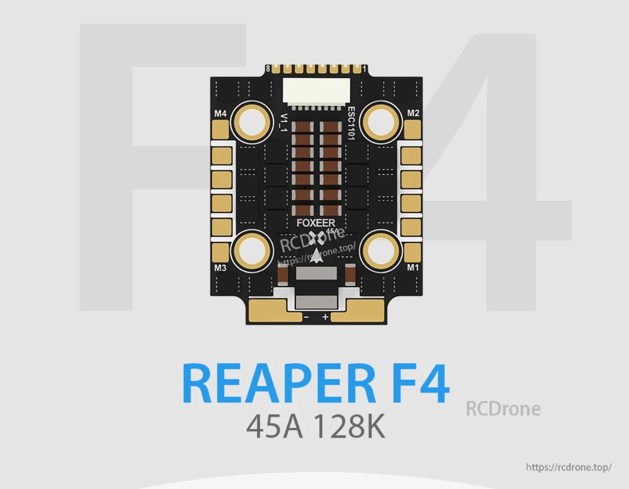 Foxeer Reaper F4 Mini 45A 128K BLHeli_32 4in1 ESC, Foxeer Reaper F4 Mini 45A ESC is ideal for 5-inch FPV racing drones, offering smooth throttle response, stable flight, and high current capacity.