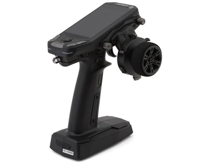 Flysky FS-G11P ANT 11-channel 2.4GHz surface transmitter with steering wheel, angled view