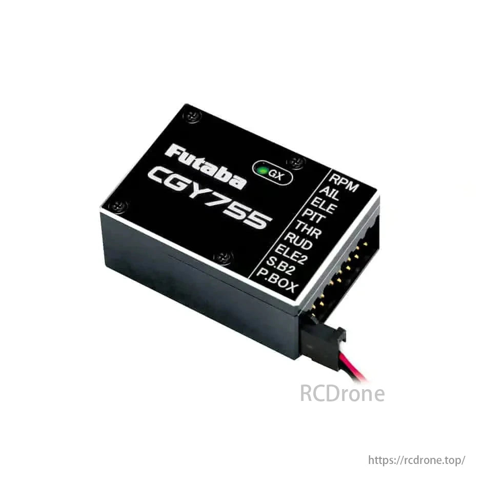Futaba CGY755 offers 3-axis stabilization, a governor for smooth flight, and S.Bus2 compatibility for precise helicopter control.