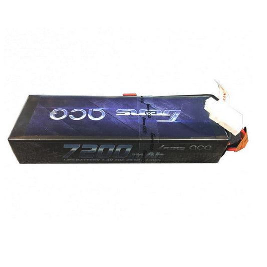 Gens ace LiPo battery pack labeled 7300mAh with attached main power connector and white balance lead