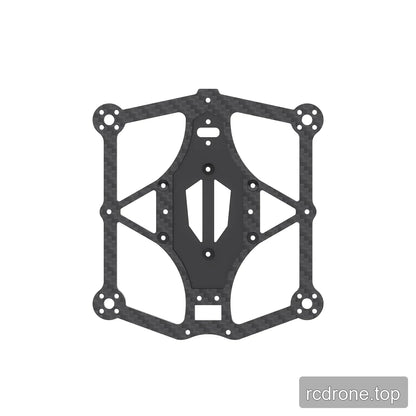 Carbon-fiber main plate with central black reinforcement panel and multiple mounting holes on white.