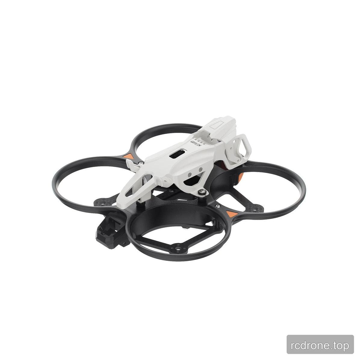 DarkStar25 black ducted frame with cream-white canopy, shown from an elevated rear-right angle on white.