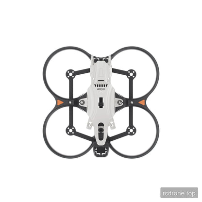 Top-down view of the DarkStar25 ducted frame, showing four circular guards, carbon-fiber arms, and white canopy.