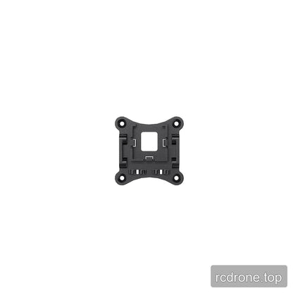 Black VTX mount plate with four corner holes, a square center opening, and molded retaining clips.