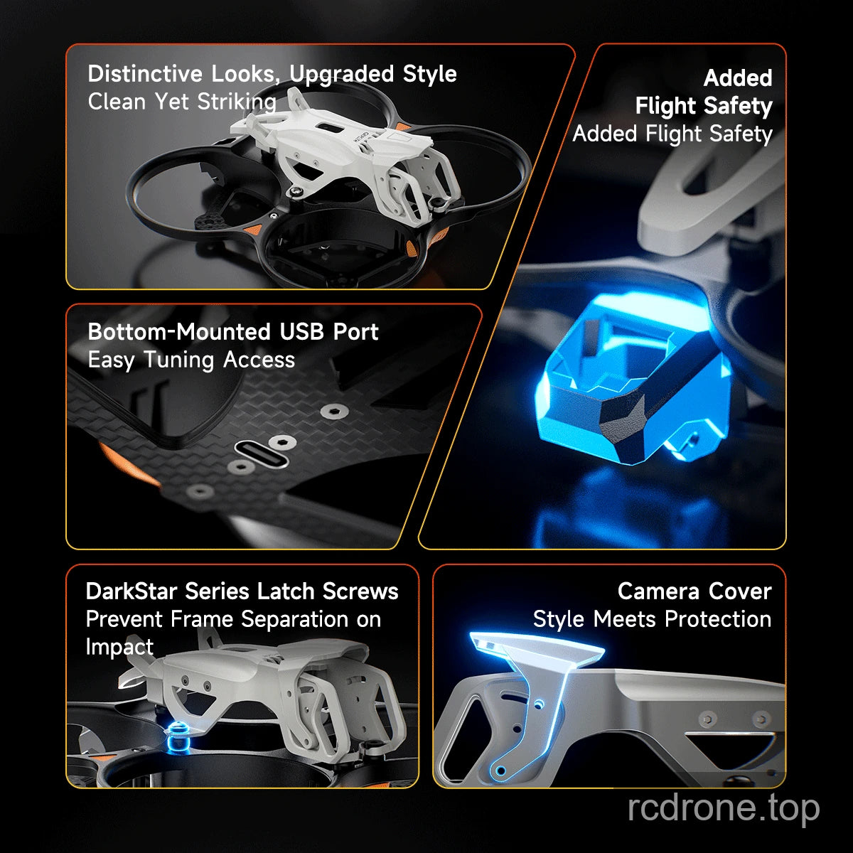 GEP-DS25 frame callouts for USB access, latch screws and camera cover