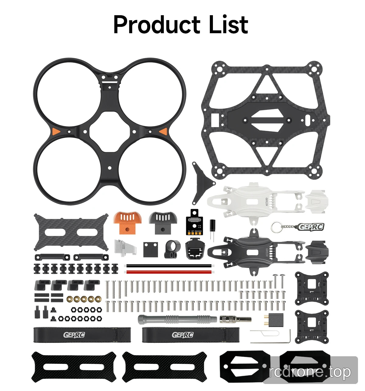 DarkStar25 frame kit components arranged in a product list