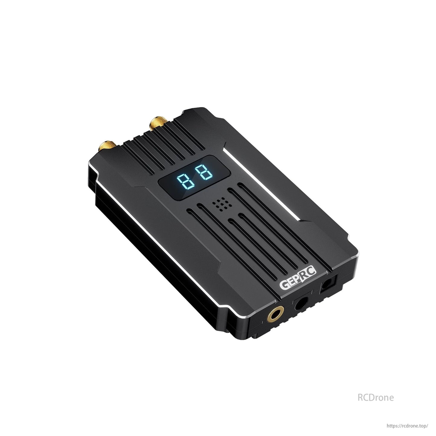 GEPRC MATEN 3.3G VRX is a 40CH 3.3GHz analog video receiver for FPV systems, featuring a signal alarmer and black design.