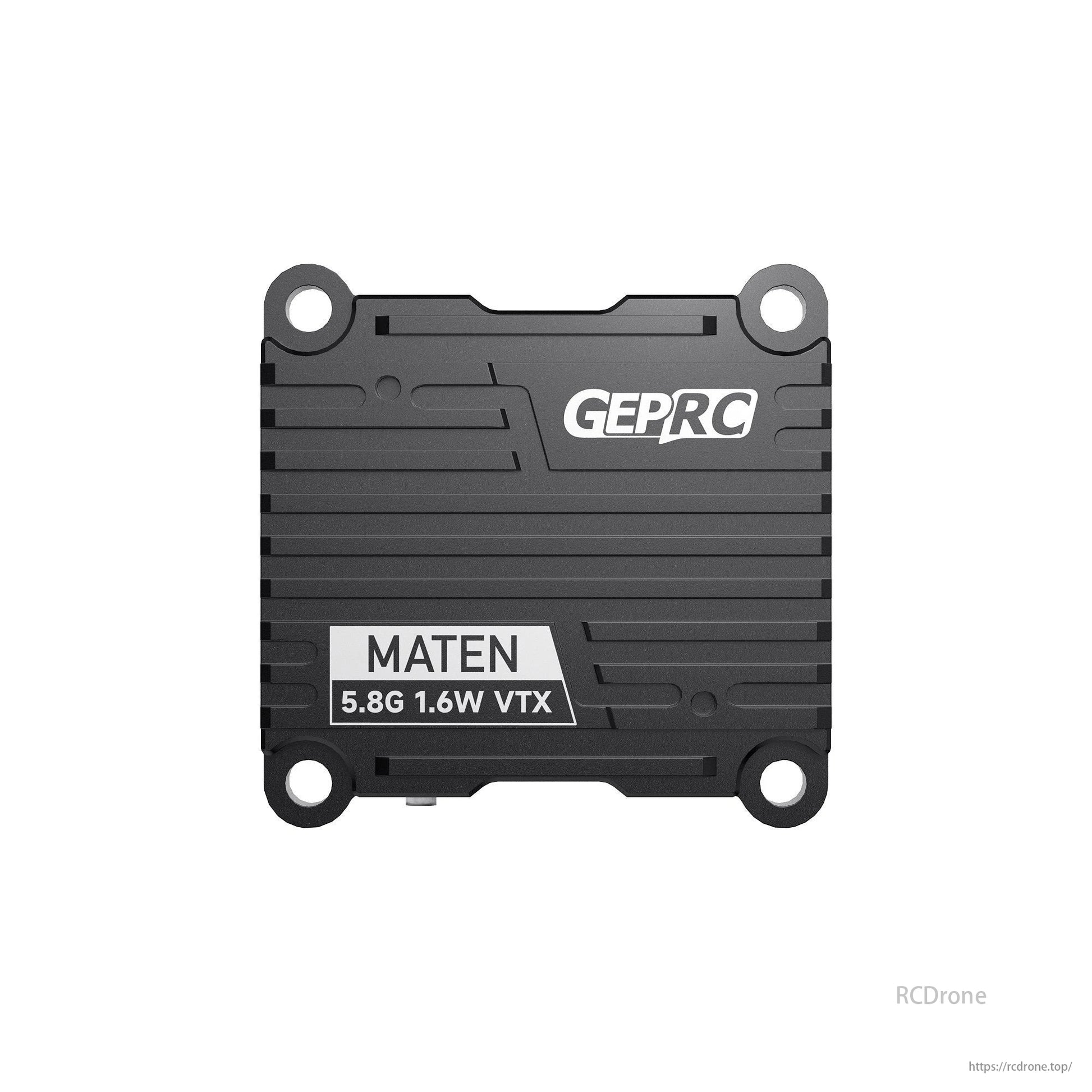 GEPRC MATEN 5.8G 1.6W VTX, GEPRC MATEN 5.8G VTX for FPV drones offers 72 channels, 1600mW power, IRC Tramp compatibility, a CNC case, and 7–36V input.