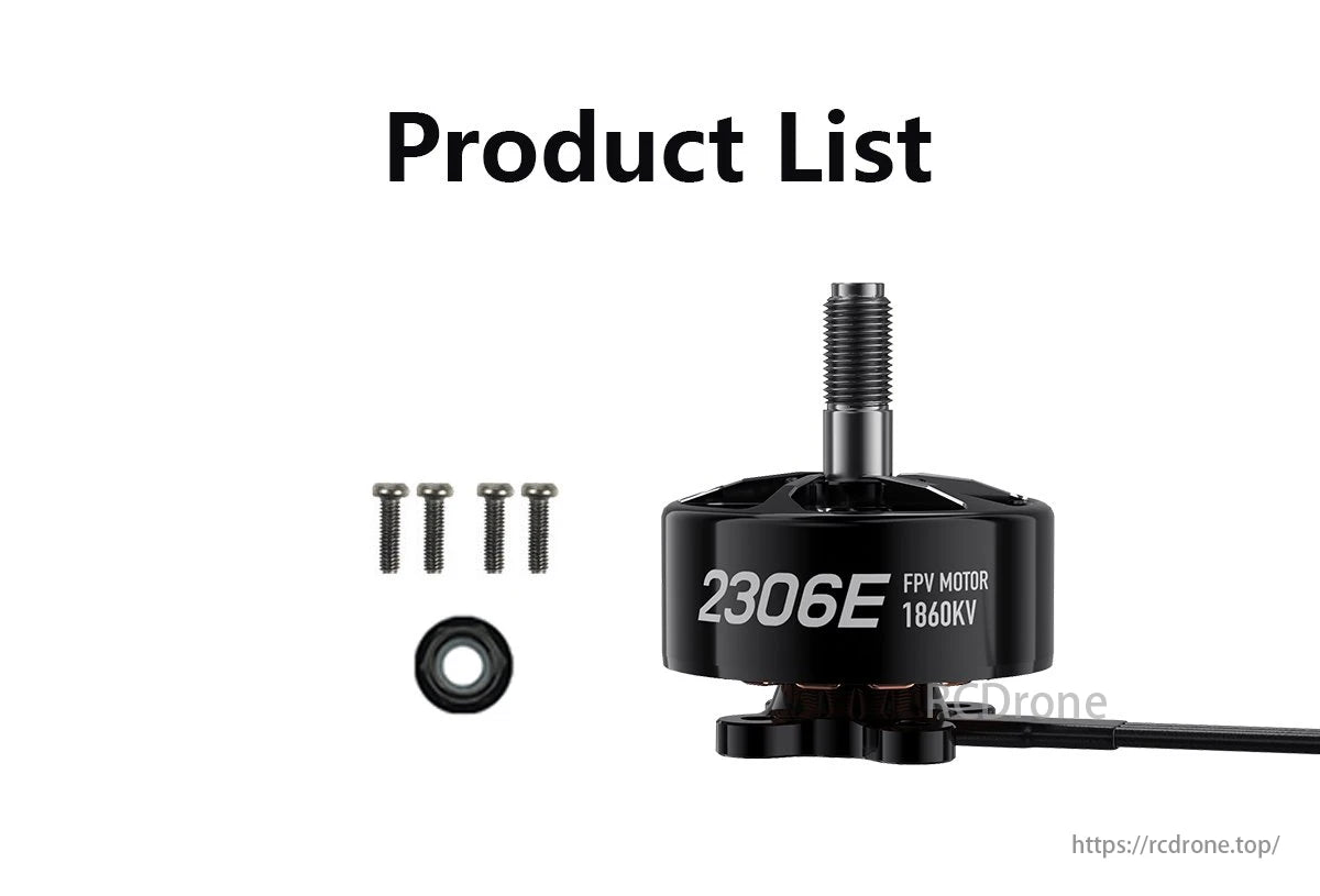 GEPRC SPEEDX2 2306E 1860KV Brushless Motor, This motor is compatible with 6S input and 40A ESCs, delivering up to 972.7W power and peak currents up to 39.18A.