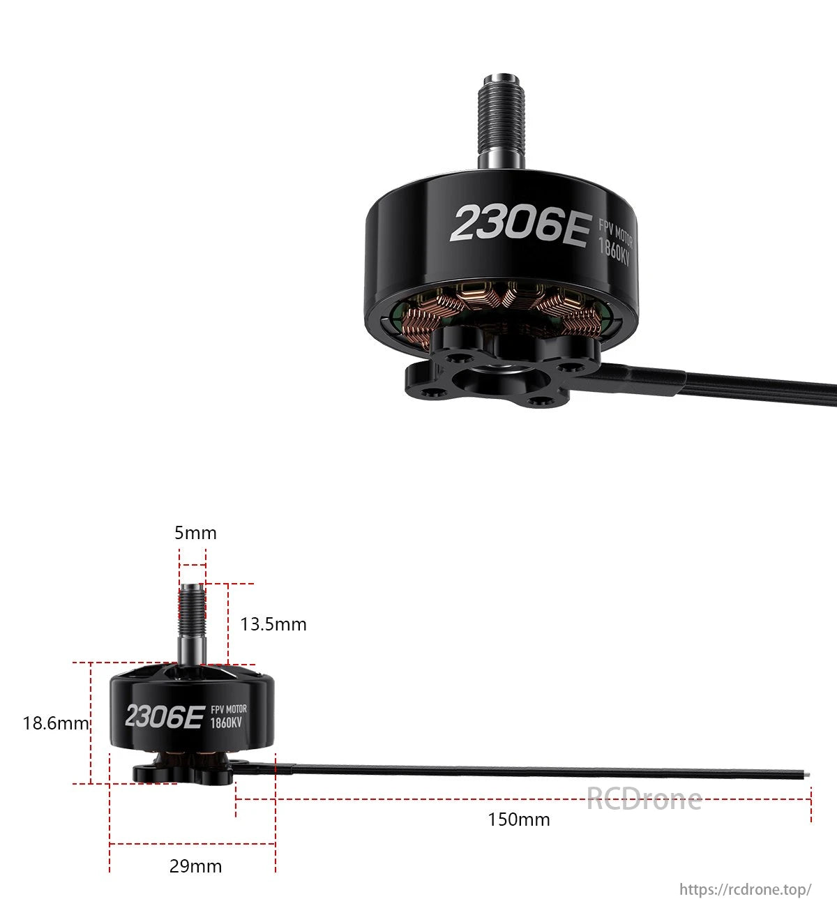 GEPRC SPEEDX2 2306E 1860KV Brushless Motor, Brushless motor with 13mm frame and 18.6mm diameter from SPEEDX2, GEPRC brand, 2306E spec.