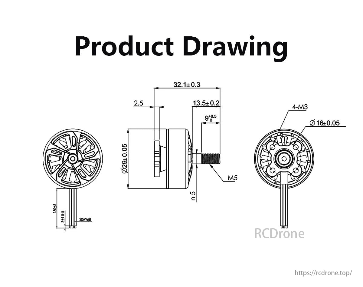GEPRC SPEEDX2 2306E 1860KV Brushless Motor, Product details: GEPRC SPEEDX2 brushless motor with image, dimensions (32.1mm x 3.0mm), and weight (13.5g).