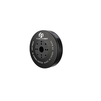 Flashhobby GM80-90T gimbal motor with black round housing, center shaft opening, and multi-hole mounting face