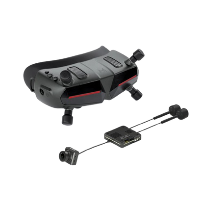 Walksnail Avatar HD Goggle with FPV kit components shown: camera, VTX module and antennas