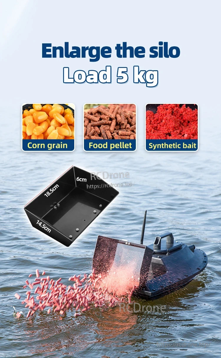 GPS Bait Ship with 5kg Capacity and Silo Expansion