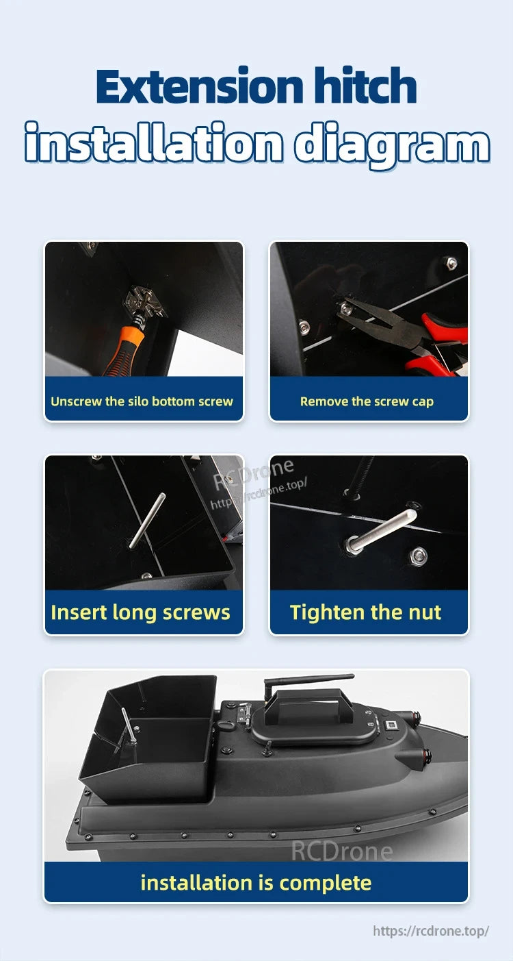 GPS Bait Ship, Extension hitch installation guide for GPS bait boat