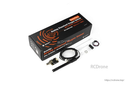 Gravity analog dissolved oxygen sensor for Arduino/Raspberry Pi, 0–20 mg/L, 3.3–5.5 V, BNC galvanic probe with cable and accessories.