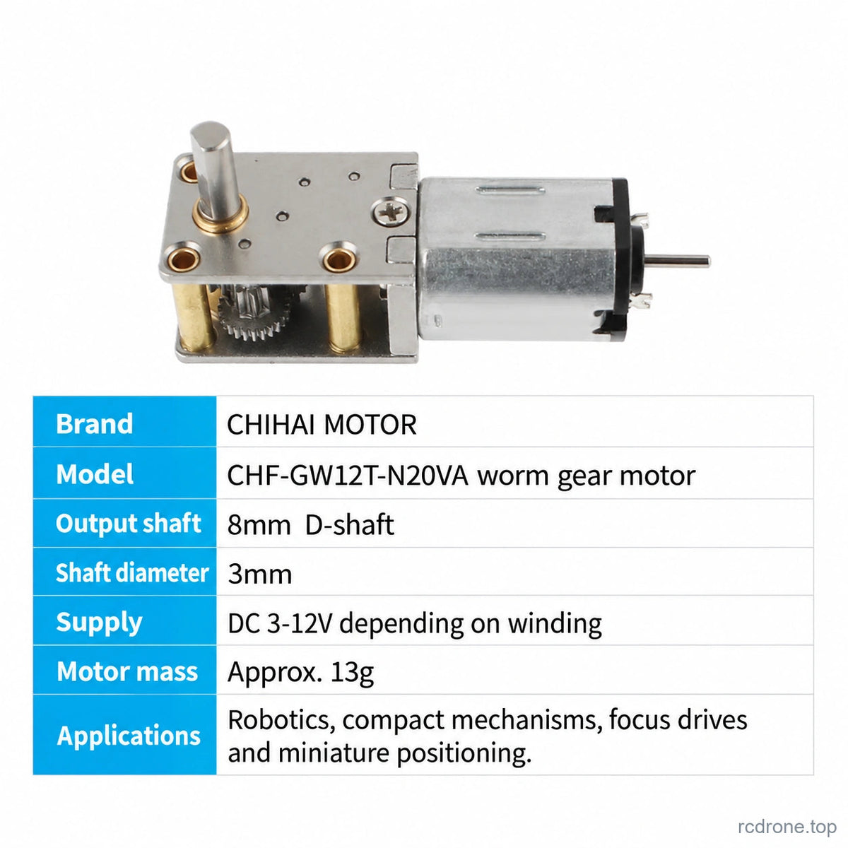 Motor dimensions and model information