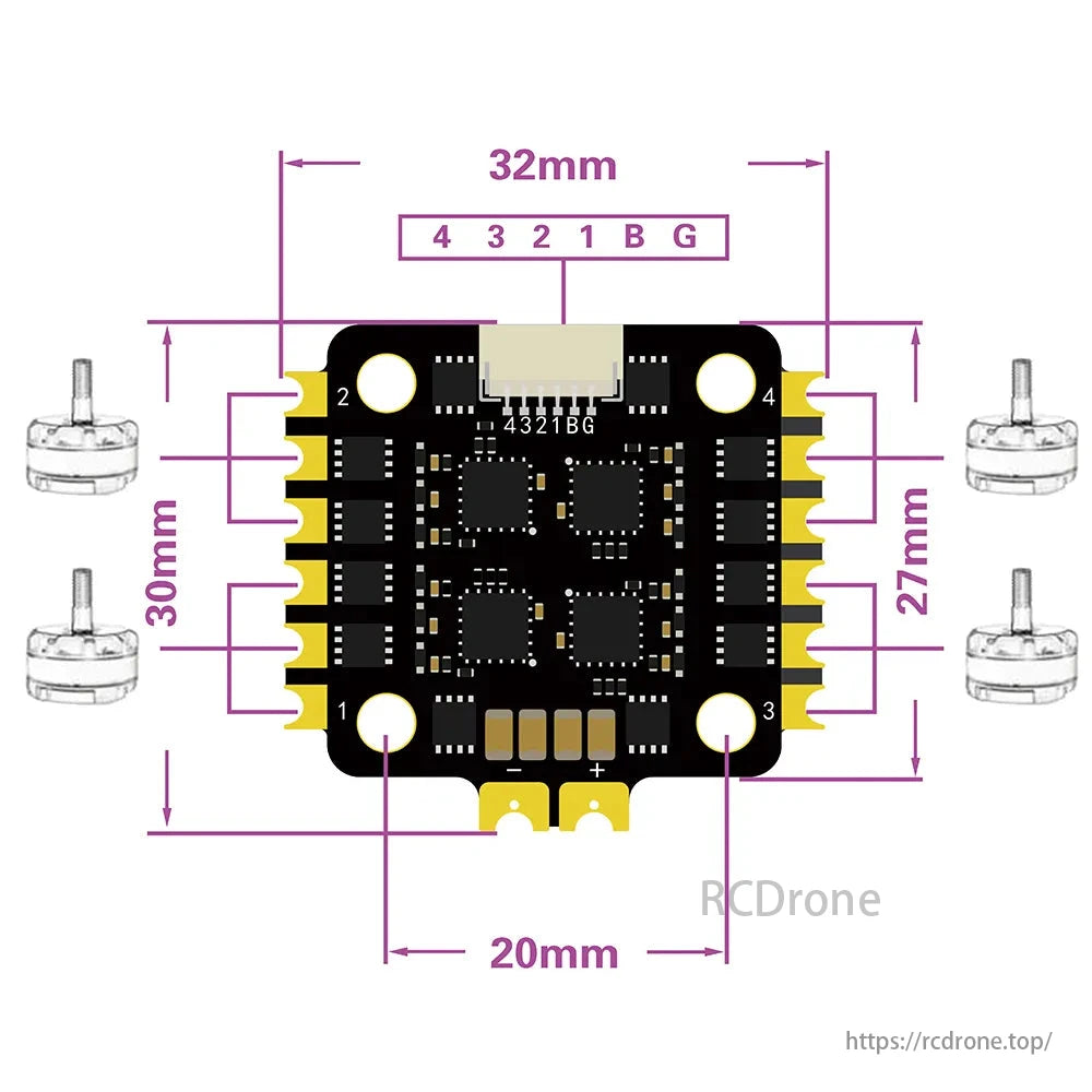 HAKRC BLS 15A 4-in-1 ESC, Built around EMF8BB21F16G MCU, this ESC features dual-pad soldering design, high-frequency MOSFETs, and FD6288Q drivers for stable output and control.