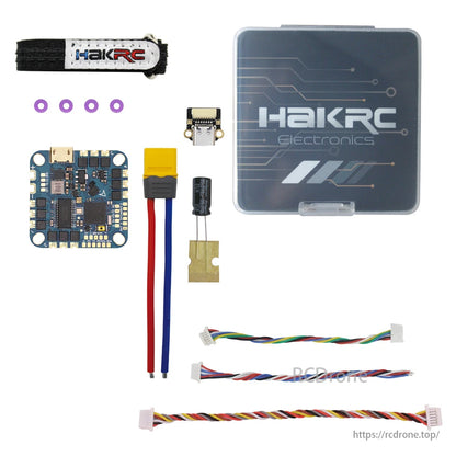 HAKRC F411 20A AIO Flight Controller features BLHeli_S ESC, STM32F411 chip, and 25.5mm mount for compact and efficient drone builds.