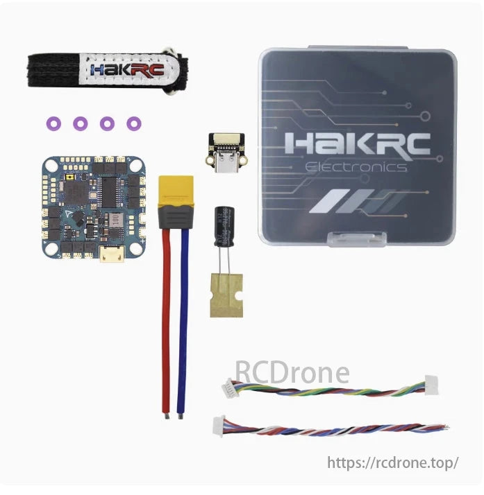 HAKRC F411 40A AIO Flight Controller includes STM32F411, BLHeli_S 40A ESC, and 25.5mm mount for drone assembly.