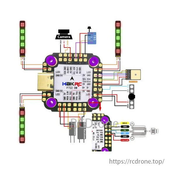HAKRC F7220D Flight Controller features STM32F722 chip, ICM42688 sensor, and supports 3S-6S input for powerful performance.