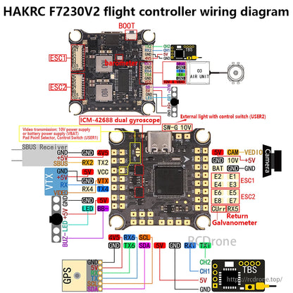 HAKRC F7230 V2 Flight Controller for FPV Drone – STM32F722, Dual Gyro, 30.5×30.5mm, 2S-6S, DJI Ready