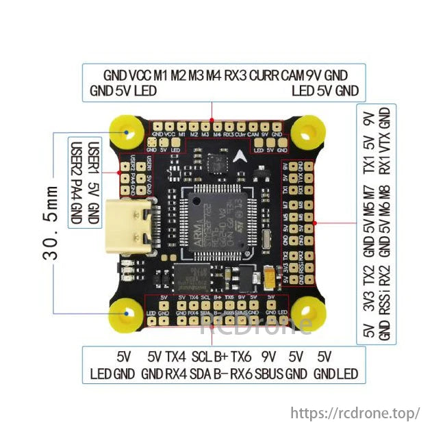 HAKRC F7230D Flight Controller for FPV Drone – STM32F722, MPU6500, 30.5×30.5mm, DJI Compatible, 3S-6S Input