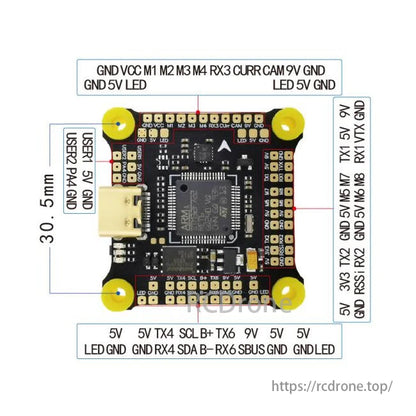 HAKRC F7230D Flight Controller for FPV Drone – STM32F722, MPU6500, 30.5×30.5mm, DJI Compatible, 3S-6S Input
